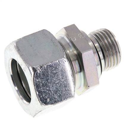 G 1/2'' Male x 22L Zinc plated Steel Straight Cutting Ring with FKM Seal 160 Bar DIN 2353