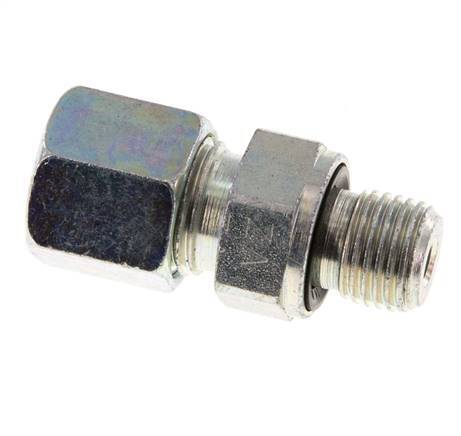 G 1/4'' Male x 8S Zinc plated Steel Straight Cutting Ring with FKM Seal 630 Bar DIN 2353 [2 Pieces]