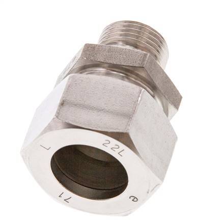 G 1/2'' Buitendraad x 22L RVS Rechte Snijring Koppeling 160 Bar DIN 2353