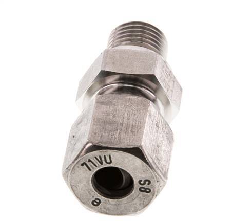 G 1/4'' Buitendraad x 8S RVS Rechte Snijring Koppeling 630 Bar DIN 2353