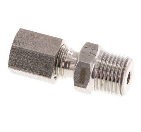 R 1/8'' Buitendraad x 4LL RVS Rechte Snijring Koppeling 100 Bar DIN 2353