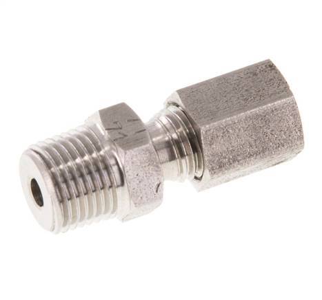 R 1/8'' Buitendraad x 4LL RVS Rechte Snijring Koppeling 100 Bar DIN 2353