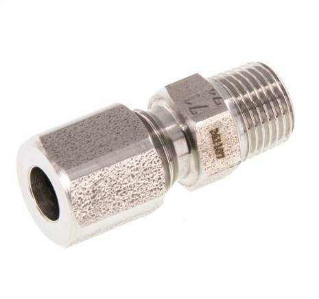 R 1/8'' Buitendraad x 6LL RVS Rechte Snijring Koppeling 100 Bar DIN 2353