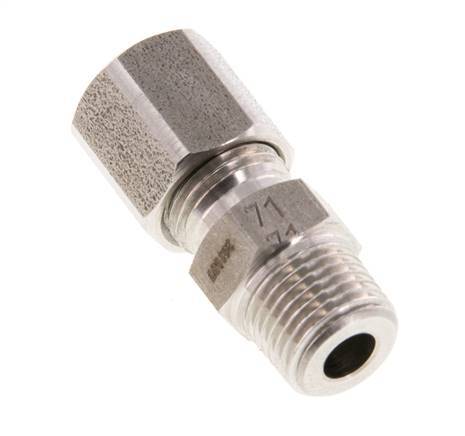 R 1/8'' Buitendraad x 6LL RVS Rechte Snijring Koppeling 100 Bar DIN 2353