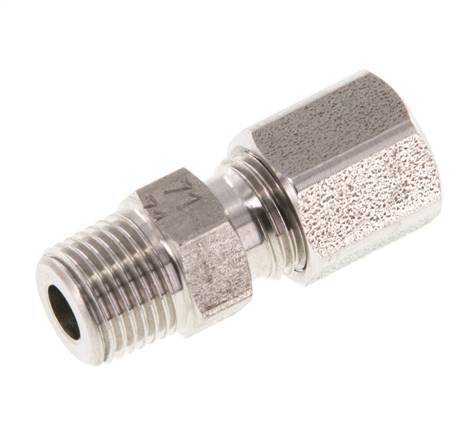 R 1/8'' Buitendraad x 6LL RVS Rechte Snijring Koppeling 100 Bar DIN 2353