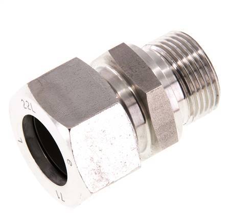 G 3/4'' Buitendraad x 22L RVS Rechte Snijring Koppeling 160 Bar DIN 2353