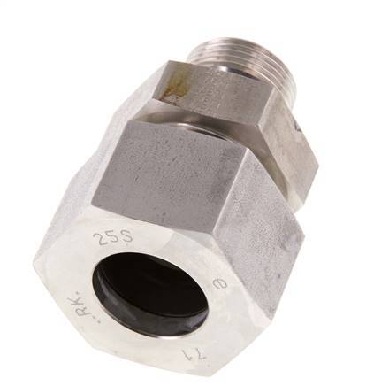 G 3/4'' Buitendraad x 25S RVS Rechte Snijring Koppeling 400 Bar DIN 2353