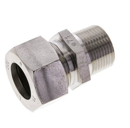 3/4'' NPT Buitendraad x 22L RVS Rechte Snijring Koppeling 160 Bar DIN 2353