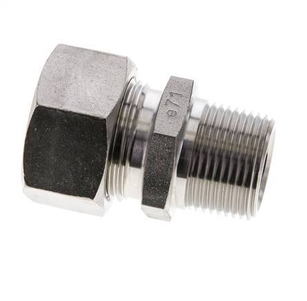 3/4'' NPT Buitendraad x 22L RVS Rechte Snijring Koppeling 160 Bar DIN 2353