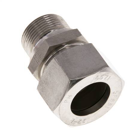 M26x1.5 Buitendraad x 22L RVS Rechte Snijring Koppeling 160 Bar DIN 2353