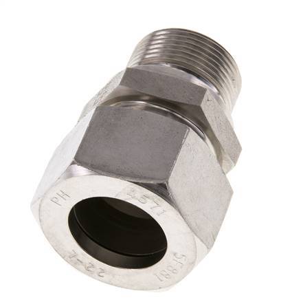 M26x1.5 Buitendraad x 22L RVS Rechte Snijring Koppeling 160 Bar DIN 2353