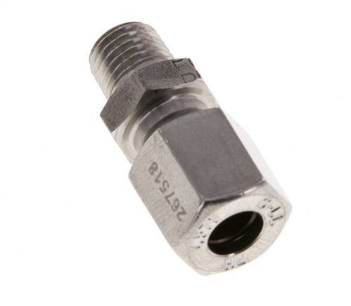 M8x1 Buitendraad x 6LL RVS Rechte Snijring Koppeling 100 Bar DIN 2353