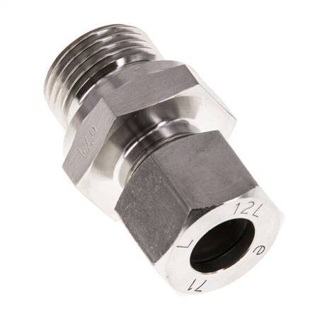 G 1/2'' Buitendraad x 12L RVS Rechte Snijring Koppeling met FKM Afdichting 315 Bar DIN 2353