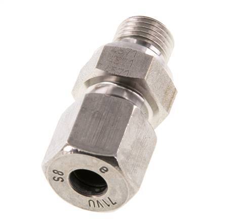 G 1/4'' Buitendraad x 8S RVS Rechte Snijring Koppeling met FKM Afdichting 630 Bar DIN 2353