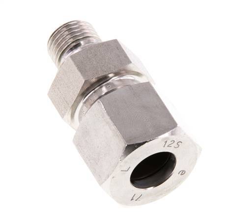 G 1/4'' Buitendraad x 12S RVS Rechte Snijring Koppeling met FKM Afdichting 630 Bar DIN 2353