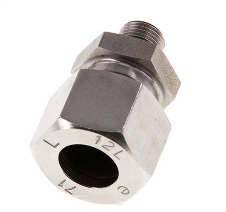 G 1/8'' Buitendraad x 12L RVS Rechte Snijring Koppeling met FKM Afdichting 315 Bar DIN 2353