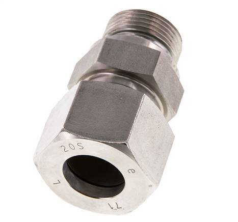 G 3/4'' Buitendraad x 20S RVS Rechte Snijring Koppeling met FKM Afdichting 400 Bar DIN 2353