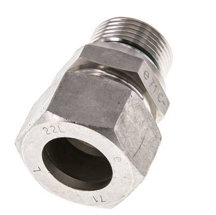G 3/4'' Buitendraad x 22L RVS Rechte Snijring Koppeling met FKM Afdichting 160 Bar DIN 2353