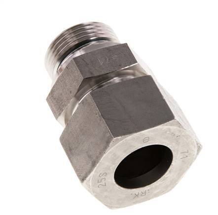 G 1'' Buitendraad x 25S RVS Rechte Snijring Koppeling met FKM Afdichting 400 Bar DIN 2353