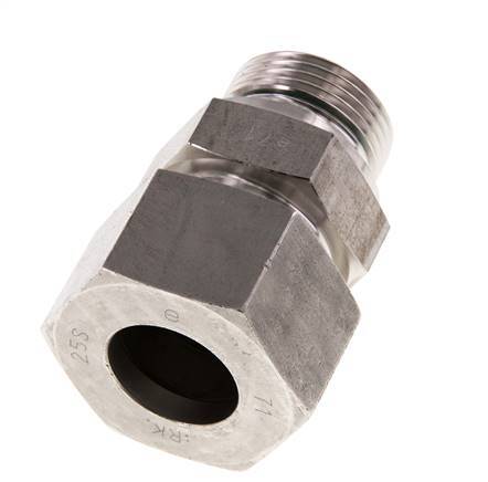 G 1'' Buitendraad x 25S RVS Rechte Snijring Koppeling met FKM Afdichting 400 Bar DIN 2353