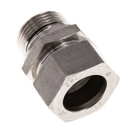 G 1'' Buitendraad x 28L RVS Rechte Snijring Koppeling met FKM Afdichting 160 Bar DIN 2353