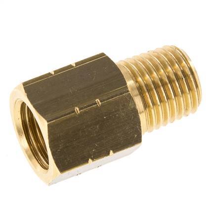 1/4'' NPT x G 1/4'' M/F Messing Verloopring 16 Bar - Hydrauliek