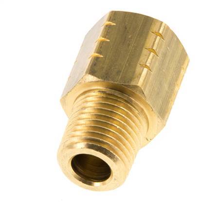 R 1/4'' x 1/4'' NPT M/F Messing Verloopring 16 Bar - Hydrauliek