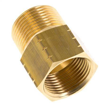 R 1'' x 1'' NPT M/F Messing Verloopring 16 Bar - Hydrauliek