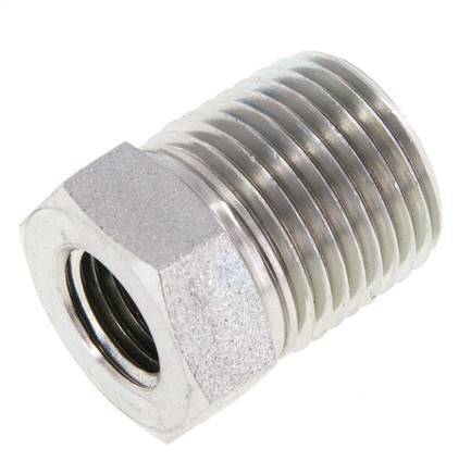 1/2'' NPT x 1/4'' NPT M/F Verzinkt Stalen Verloopring 210 Bar - Hydrauliek