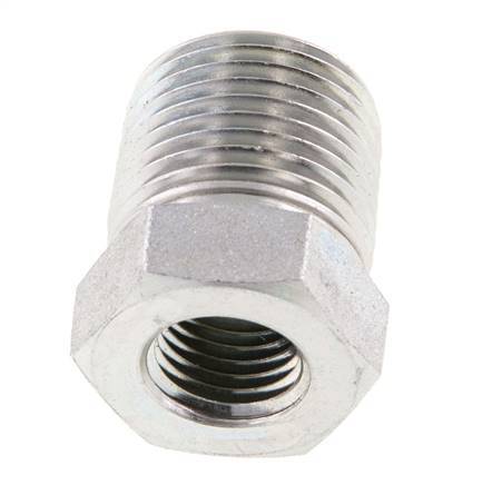 1/2'' NPT x 1/4'' NPT M/F Verzinkt Stalen Verloopring 210 Bar - Hydrauliek