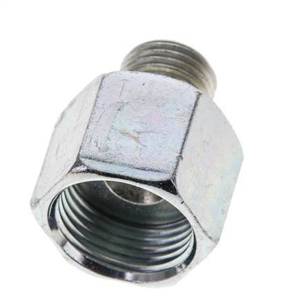 UN 13/16''-16 x UNF 9/16''-18 M/F Zinc plated Steel Reducing Adapter ORFS 630 Bar - Hydraulic