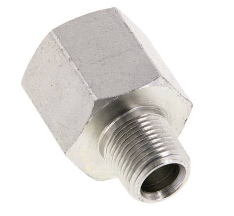 3/8'' NPT x 1/2'' NPT M/F Verzinkt Stalen Verloopring 210 Bar - Hydrauliek