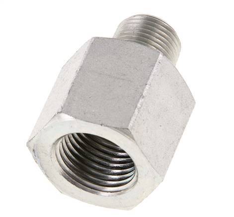 3/8'' NPT x 1/2'' NPT M/F Verzinkt Stalen Verloopring 210 Bar - Hydrauliek