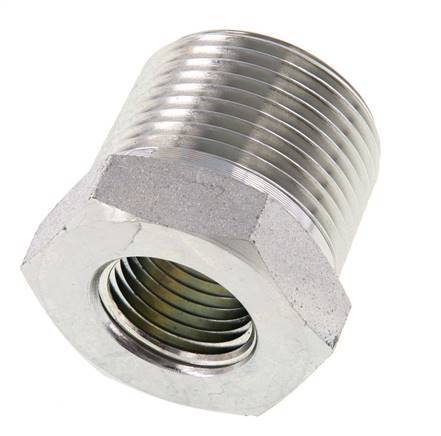 1'' NPT x 1/2'' NPT M/F Verzinkt Stalen Verloopring 140 Bar - Hydrauliek