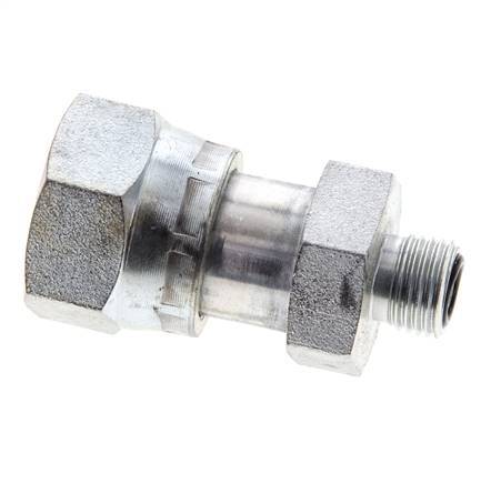 UNS 1''-14 x UNF 9/16''-18 F/M Zinc plated Steel Reducing Adapter ORFS 400 Bar - Hydraulic