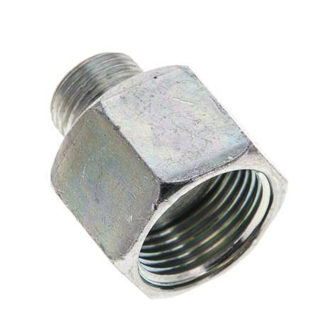 UNS 1''-14 x UN 11/16''-16 F/M Verzinkt Stalen Neusstuk ORFS 400 Bar - Hydrauliek