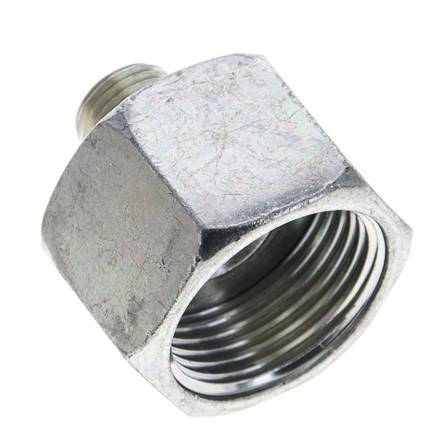 UN 1-3/16''-12 x UNF 9/16''-18 F/M Zinc plated Steel Reducing Adapter ORFS 400 Bar - Hydraulic