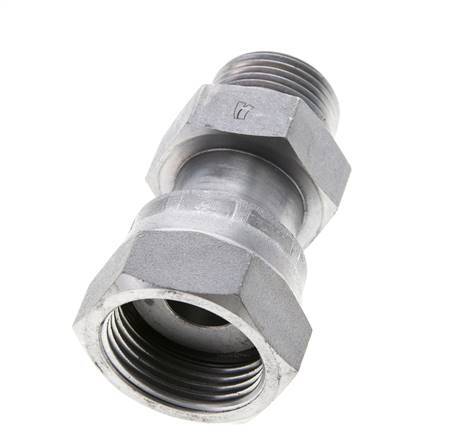 UN 1-3/16''-12 x UNS 1''-14 F/M Zinc plated Steel Reducing Adapter ORFS 400 Bar - Hydraulic