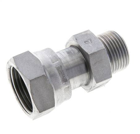 UN 1-3/16''-12 x UNS 1''-14 F/M Zinc plated Steel Reducing Adapter ORFS 400 Bar - Hydraulic