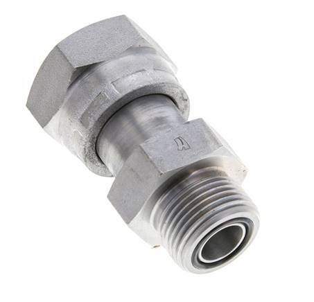 UN 1-3/16''-12 x UNS 1''-14 F/M Zinc plated Steel Reducing Adapter ORFS 400 Bar - Hydraulic