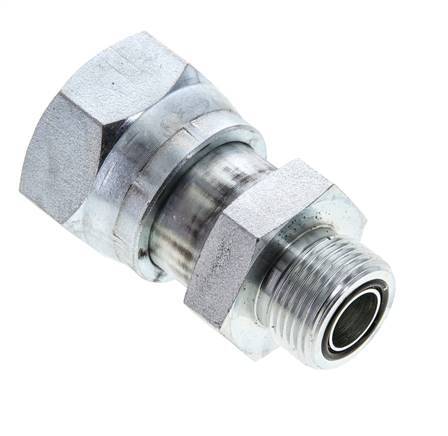 UN 1-7/16''-12 x UNS 1''-14 M/F Zinc plated Steel Reducing Adapter ORFS 400 Bar - Hydraulic