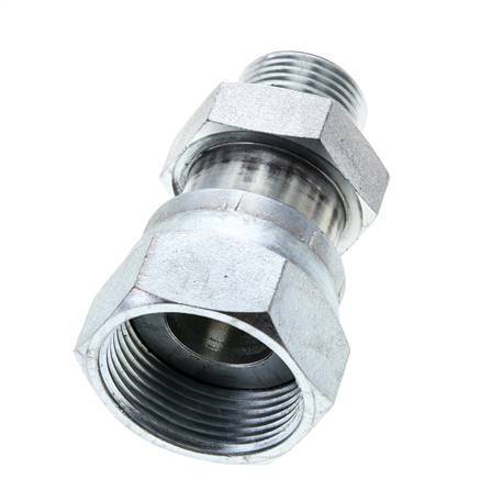 UN 1-7/16''-12 x UNS 1''-14 M/F Zinc plated Steel Reducing Adapter ORFS 400 Bar - Hydraulic