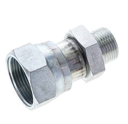 UN 1-7/16''-12 x UNS 1''-14 M/F Zinc plated Steel Reducing Adapter ORFS 400 Bar - Hydraulic