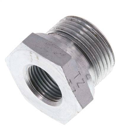 G 3/4'' x G 3/8'' M/F Verzinkt Stalen Neusstuk 400 Bar - Hydrauliek [2 Stuks]