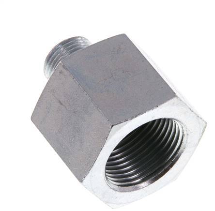 G 3/8'' x G 3/4'' M/F Zinc plated Steel Reducing Adapter 400 Bar - Hydraulic