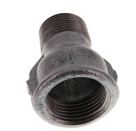 R 3/4'' x Rp 1'' M/F Zinc plated Cast iron Reducing Adapter 25 Bar [2 Pieces]