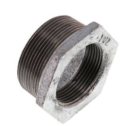 R 2'' x Rp 1 1/2'' M/F Verzinkt Gietijzeren Verloopring 25 Bar