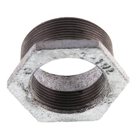 R 2'' x Rp 1 1/2'' M/F Verzinkt Gietijzeren Verloopring 25 Bar