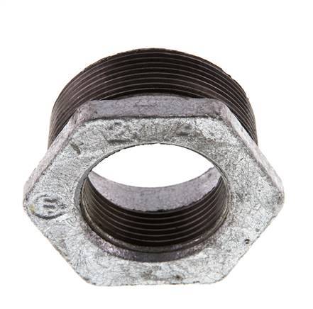 R 2'' x Rp 1 1/4'' M/F Verzinkt Gietijzeren Verloopring 25 Bar