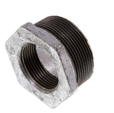 R 2'' x Rp 1 1/4'' M/F Verzinkt Gietijzeren Verloopring 25 Bar